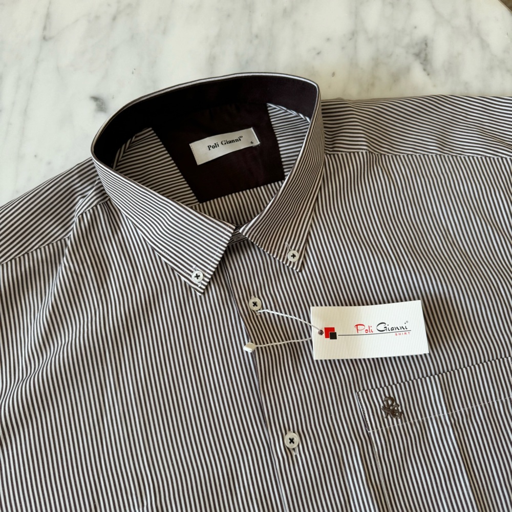 3XL Slim (EU 6) Brand New Striped Men’s Button-Up Dress Shirt Imported 🇬🇷